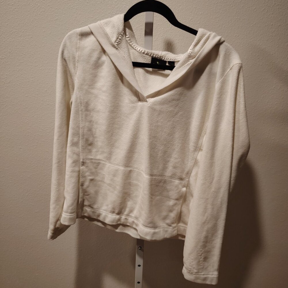 Tek Gear Women's White Fleece Hoodie Size Large Polyester Long Sleeve Pockets - Picture 5 of 11